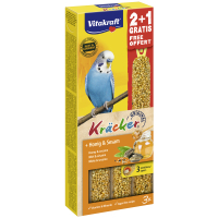 Ласощі для птахів Vitakraft Kracker з медом та кунжутом 2+1 90 г (4008239893093)