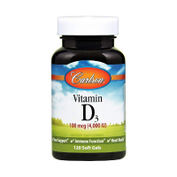 Вітамінно-мінеральний комплекс Carlson Вітамін D3, 4000 МО, Vitamin D3, 120 желатинових капсул (CL1431)