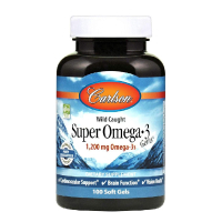 Жирні кислоти Carlson Супер Омега-3, 1200 мг, Super Omega-3, 100 желатинових капсул (CL1521)