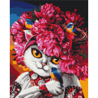Картина по номерам ZiBi Квітуча кішка 40х50 см (ZB.64023)