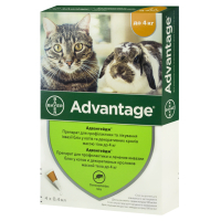 Краплі для тварин Bayer Адвантейдж 40 від заражень блохами для котів і кошенят до 4 кг 4/0.4 мл (4007221046387)