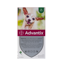 Краплі для тварин Bayer Адвантікс від заражень екто паразитами для собак до 4 кг 4/0.4 мл (4007221047223)
