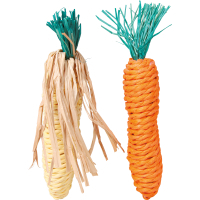 Іграшка для гризунів Trixie Морква + Кукурудза 15 см жовтогарячо-бежева (4011905061924)