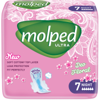 Гігієнічні прокладки Molped Ultra Night Deo Floral 6 крапель 7 шт. (8690536839636)