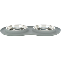 Посуд для котів Trixie Миска подвійна 2х300 мл/16 см (сіра) (4011905249810)