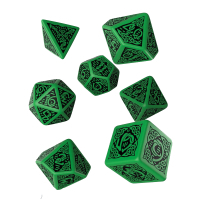 Набір кубиків для настільних ігор Q-Workshop Celtic 3D Revised Green black Dice Set (7 шт) (SCER15)