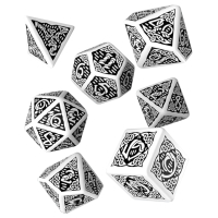 Набір кубиків для настільних ігор Q-Workshop Celtic 3D Revised White black Dice Set (7 шт) (SCER02)
