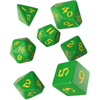 Набір кубиків для настільних ігор Q-Workshop Classic Runic Green yellow Dice Set (7 шт) (SCLR2F)