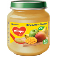 Дитяче пюре Milupa Яблуко, манго і банан з 6 місяців 125 г (5900852051401)
