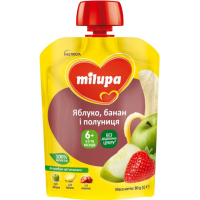 Дитяче пюре Milupa Яблуко, банан і полуниця з 6 місяців 80 г (6438091403587)