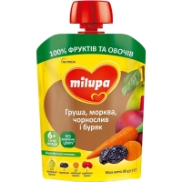 Дитяче пюре Milupa Груша, морква, чорнослив, буряк, 80 г (5900852057861)