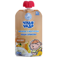 Дитяче пюре Чудо-Чадо фрукти з йогуртом зі злаковою кашею, 90 г (4820016254268)