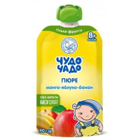 Дитяче пюре Чудо-Чадо Манго-яблуко-банан натуральне без цукру з 8 місяців 90 г (4820016254176)