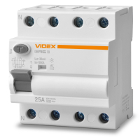 Диференційне реле (ПЗВ) Videx RESIST АС 4п 30мА 10кА 25А (VF-RS10-DR4AC25)