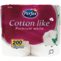 Туалетний папір Perfex Cotton Like Premium White 3 шари 4 рулони (8606102287329)