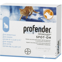 Краплі для тварин Bayer Профендер Спот-он для захисту від гельмінтів для котів 2.5 - 5 кг 2/0.7 мл (4007221036692)