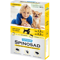Таблетки для тварин SUPERIUM Spinosad від бліх для кішок і собак вагою 1.3-2.5 кг (4823089337807)
