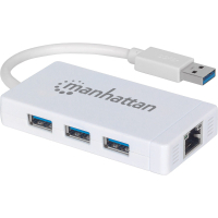 Концентратор Intracom Manhattan Pocket Hub 3-port USB3.0 + RJ45 Gigabit Ethernet White (507578)