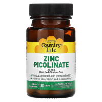 Мінерали Country Life Цинк піколінат 25 мг, Zinc Picolinate, 100 таблеток (CLF-02967)