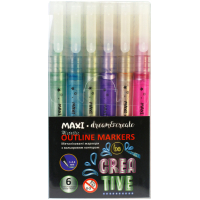 Художній маркер Maxi Металізовані з кольоровим контуром, 6 кольорів (MX15246)