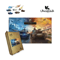 Пазл Ukropchik дерев'яний World of Tanks А4 в коробці з набором-рамкою (World of Tanks A4)