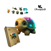 Пазл Ukropchik дерев'яний Зіркова Черепаха А4 в коробці з набором-рамкою (Starry Turtle A4)