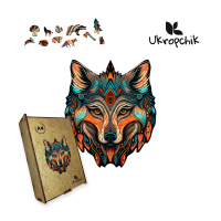 Пазл Ukropchik дерев'яний Племенний Вовк А4 в коробці з набором-рамкою (Tribal Wolf A4)