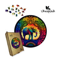 Пазл Ukropchik дерев'яний Слон Мандала А3 в коробці з набором-рамкою (Elephant Mandala A3)