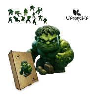 Пазл Ukropchik дерев'яний Супергерой Халк А3 в коробці з набором-рамкою (Hulk Superhero A3)
