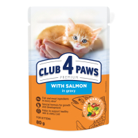Вологий корм для кішок Club 4 Paws для кошенят з лососем 80 г (4820215369305)