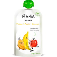Дитяче пюре Mama knows Манго, Яблуко та Банан без цукру 90 г (4820016254534)