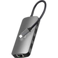 Концентратор Media-Tech USB3.1 Type-C to HDMI/USB 3.0x3/RJ45/SD/MicroSD/PD 100W Hub Pro 8-in-1 (MT5044)
