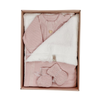 Набір дитячого одягу Прованс для немовлят Рожевий 3 одиниці (плед, чоловічок, пінетки (4823093427907)