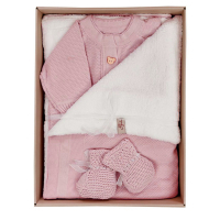 Набір дитячого одягу Прованс для немовлят Світло Рожевий 3 одиниці (плед, чоловічок, пінетки (4823093427914)
