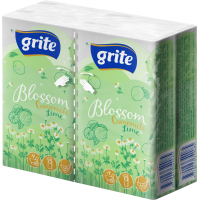 Серветки косметичні Grite Blossom Camomile & Lime 3 шари 10 шт х 4 пачки (4770023349085)