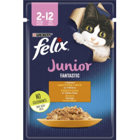 Вологий корм для кішок Purina Felix Fantastic Junior з куркою в желе 85 г (7613039832189)