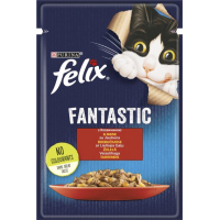Вологий корм для кішок Purina Felix Fantastic з яловичиною в желе 85 г (7613039838624)