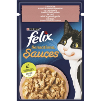 Вологий корм для кішок Purina Felix Sensations Sauces з лососем у соусі зі смаком креветок 85 г (7613039836026)