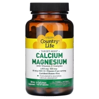 Вітамінно-мінеральний комплекс Country Life Кальцій, Магній та Вітамін D, Calcium Magnesium with Vitamin D, 120 вегет (CLF-02487)