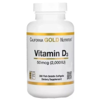 Вітамін California Gold Nutrition Вітамін D3, 50 мкг, Vitamin D3, 360 желатинових капсул (CGN-01180)