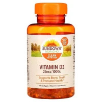 Вітамін Sundown Вітамін D3, 1000 МО, Vitamin D3, Sundown Naturals, 400 гелевих капсул (SDN-19995)