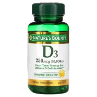 Вітамін Nature's Bounty Вітамін D3 швидкого вивільнення, 10000 МО, 250 мкг, Vitamin D, 7 (NRT35873)