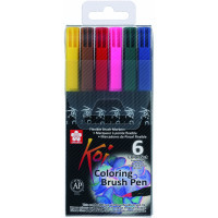 Художній маркер KOI набір Coloring Brush Pen, 6 кольорів (084511316799)