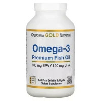 Жирні кислоти California Gold Nutrition Риб'ячий жир преміум-класу з Омега-3, 180 EPA /120 DHA, Omega-3 Premium Fis (CGN-01330)