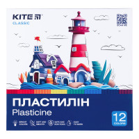 Пластилін Kite Classic 12 кольорів, 240 г (K-1086)