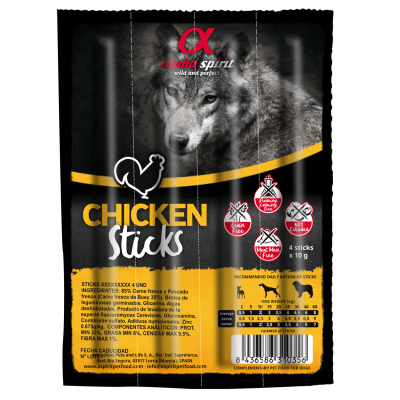 Ласощі для собак Alpha Spirit DOG Sticks Chicken напіввологі з курки, палички 40 г (8437013576895)