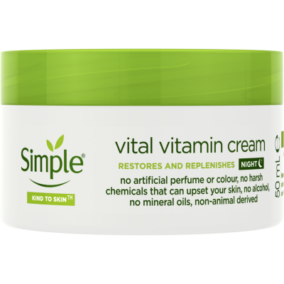 Крем для обличчя Simple Vital Vitamin Night Cream Kind to Skin Нічний вітамінний 50 мл (8710447485552)