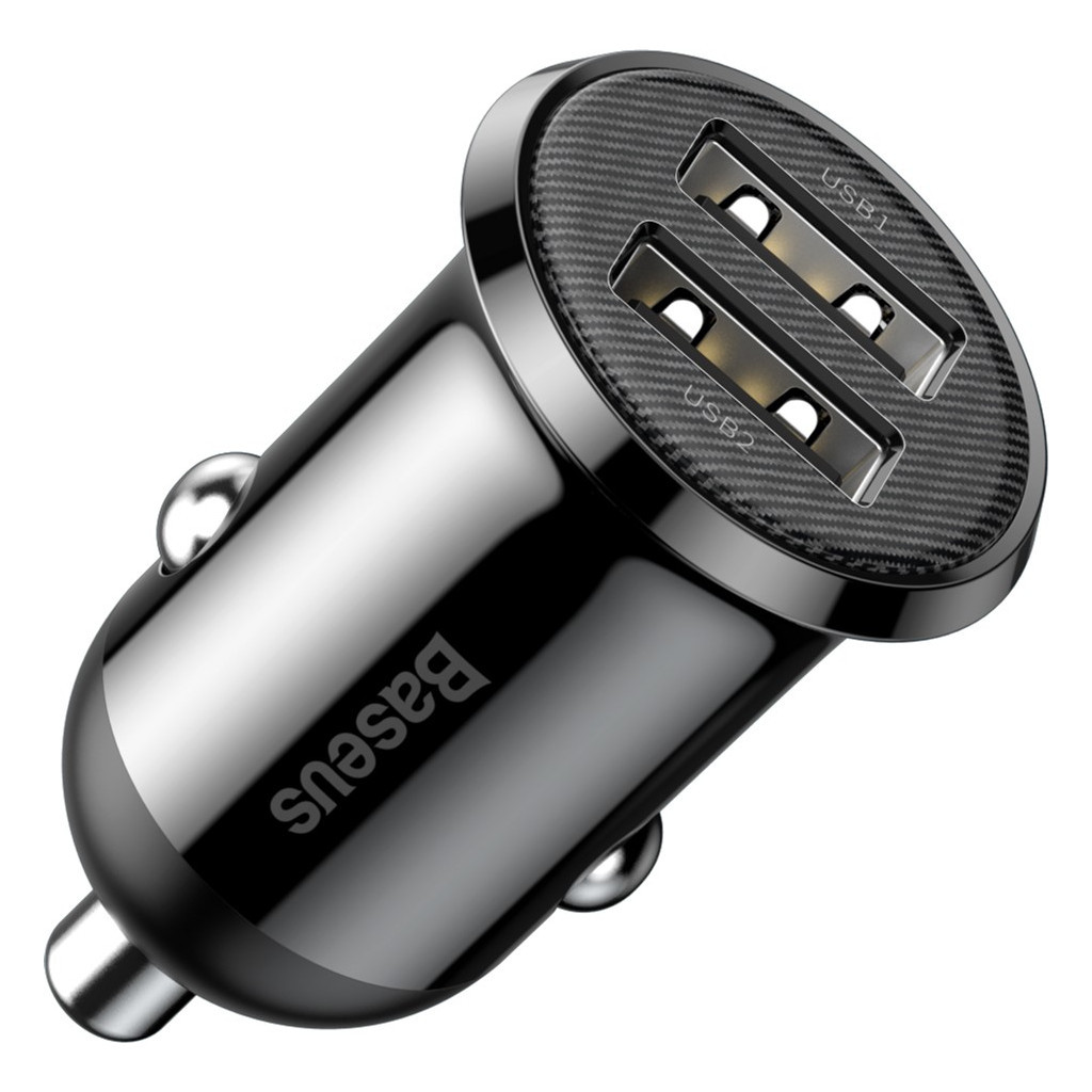 Зарядний пристрій Baseus Grain Pro Car Charger (Dual USB 4.8A ) USB Black (CCALLP-01)