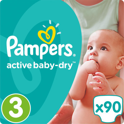 Підгузок Pampers Active Baby-Dry Midi Розмір 3 (5-9 кг), 90 шт (4015400736226)