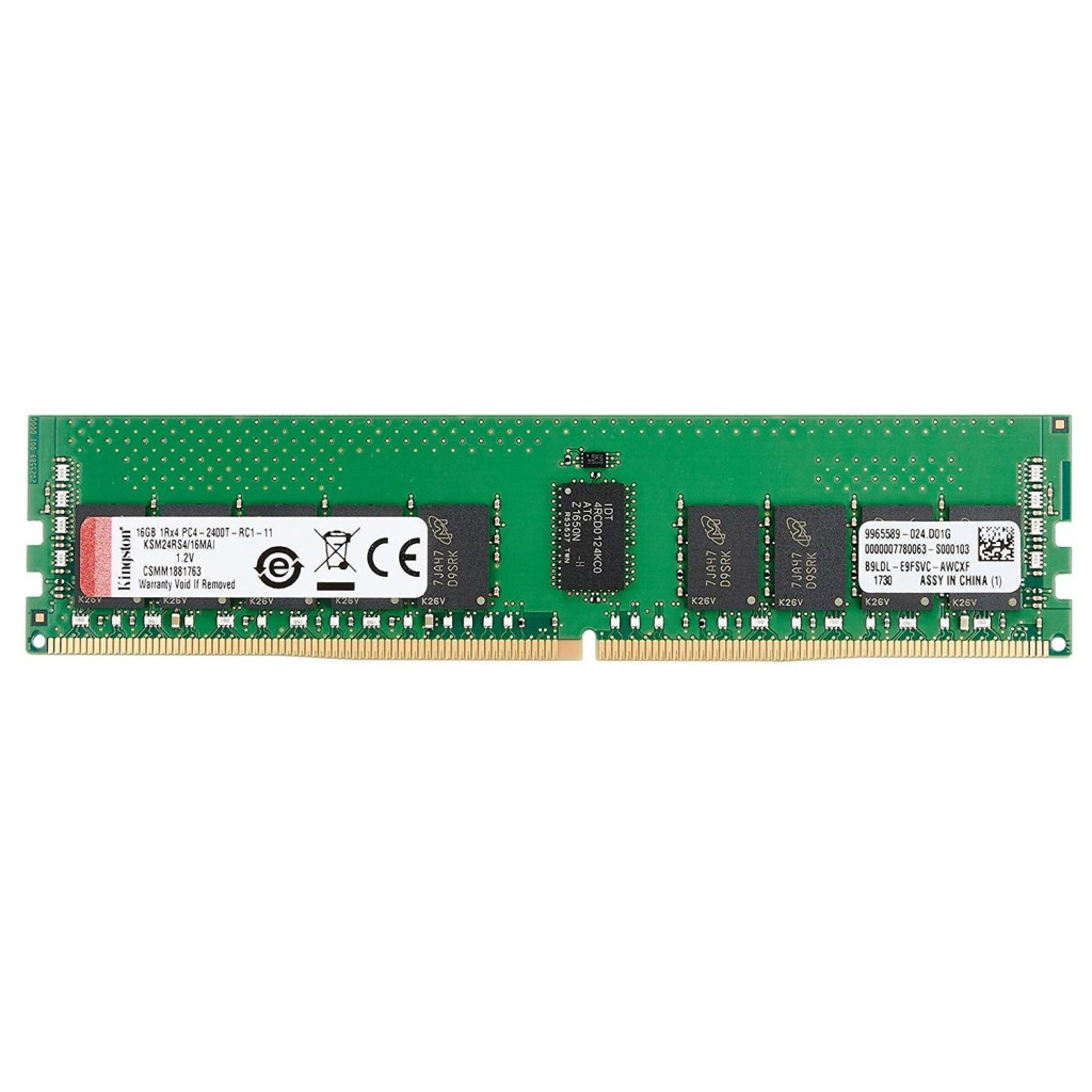 Модуль пам'яті для сервера DDR4 16GB ECC RDIMM 2400MHz 1Rx4 1.2V CL17 Kingston (KSM24RS4/16MAI)